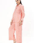 Relaxed Cotton Shirt - Peach Stripe - Hi Handmade