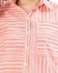 Relaxed Cotton Shirt - Peach Stripe - Hi Handmade