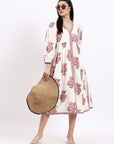Riverbend Midi Cotton Dress - Pink - Hi Handmade