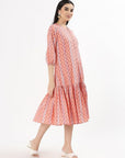Sara Cotton Shirt Dress - Peach - Hi Handmade