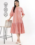 Sara Cotton Shirt Dress - Peach - Hi Handmade