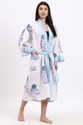 Cotton Kimono Robe - Aqua