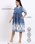 Vicki Cotton Dress - Blue - Hi Handmade