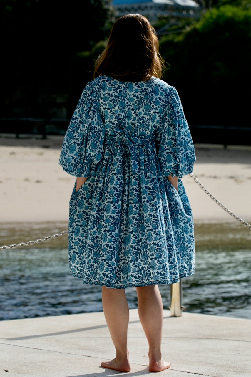 Blue Floral Dia Midi Dress