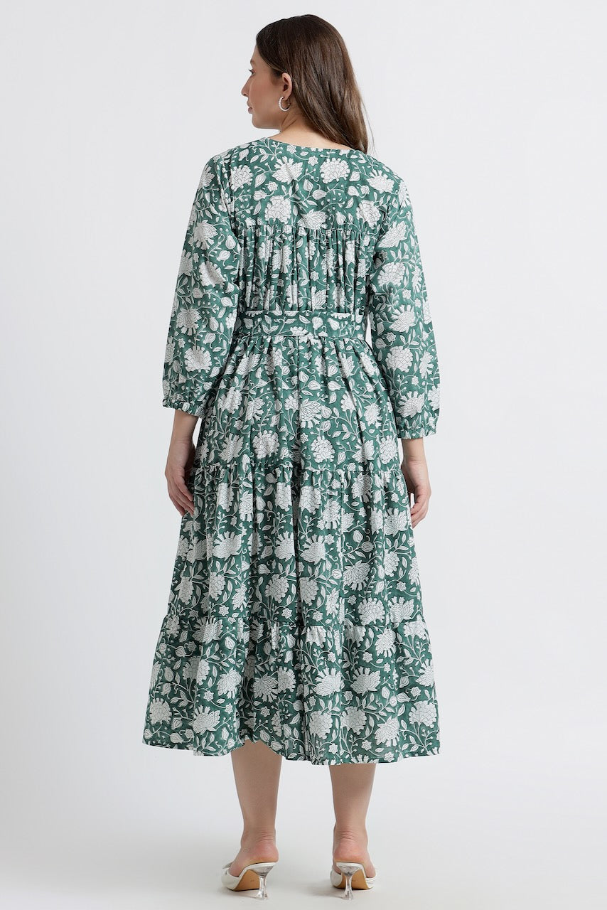 Sahiba Block Print Dress - Desert