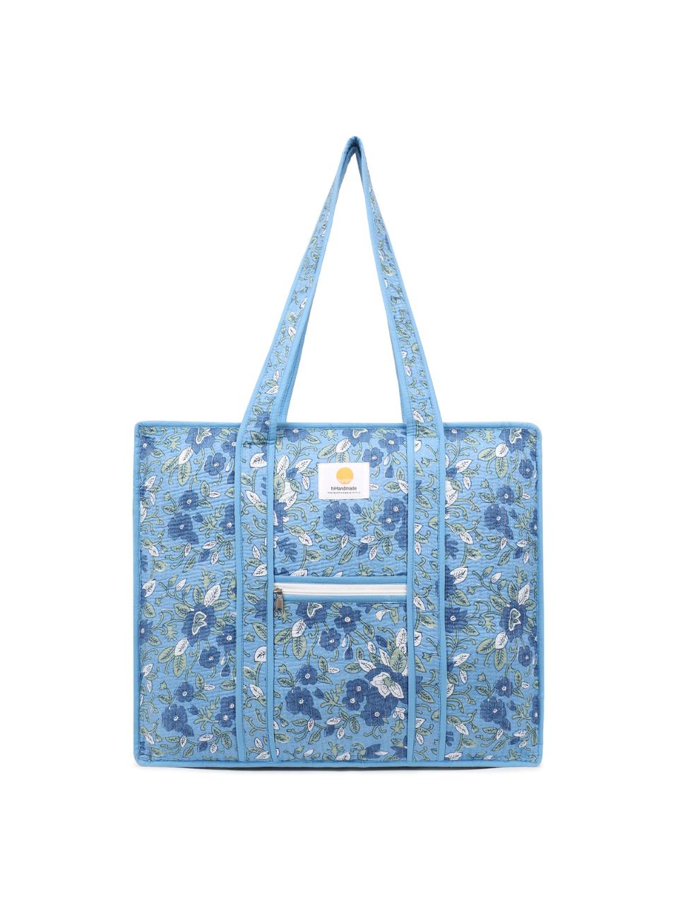 Cotton Tote Bag With Zip - Sahiba Floral