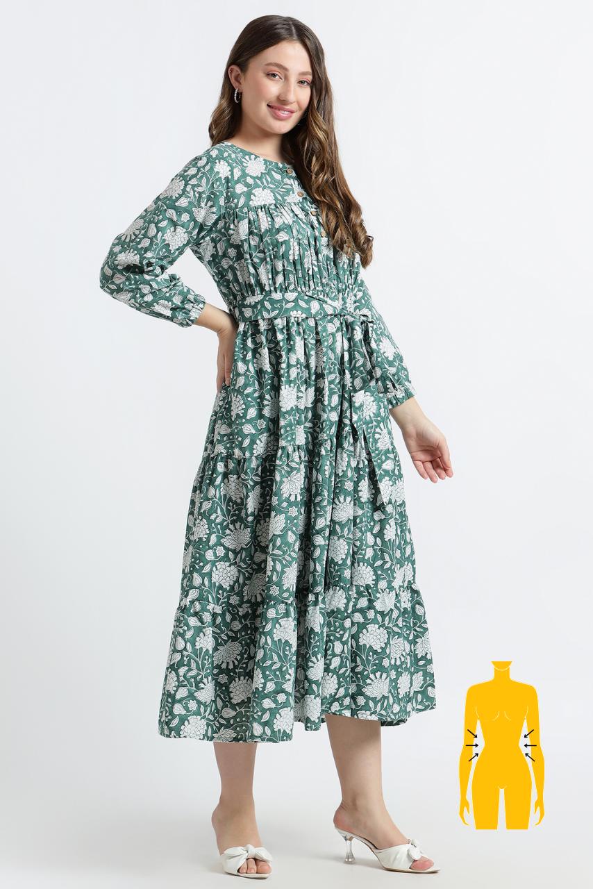 Sahiba Block Print Dress - Desert