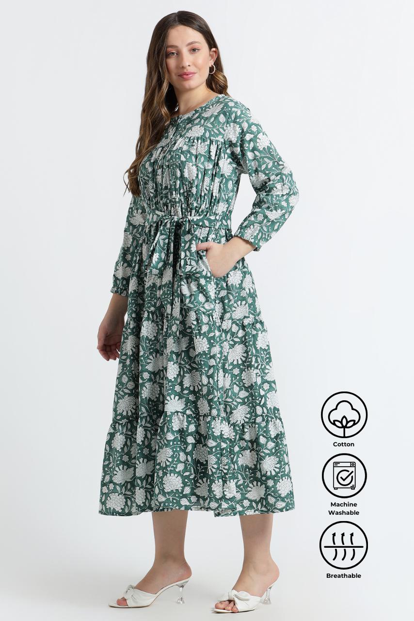 Sahiba Block Print Dress - Desert