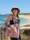 Cotton Tote Bag With Zip - Argyle Sand
