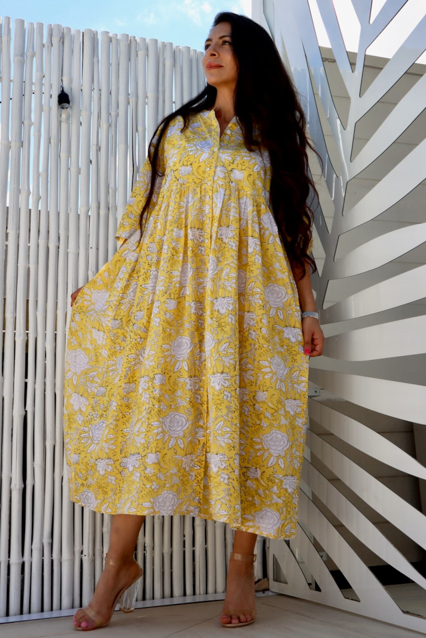 Maxi Shirt Dress - Sun Yellow