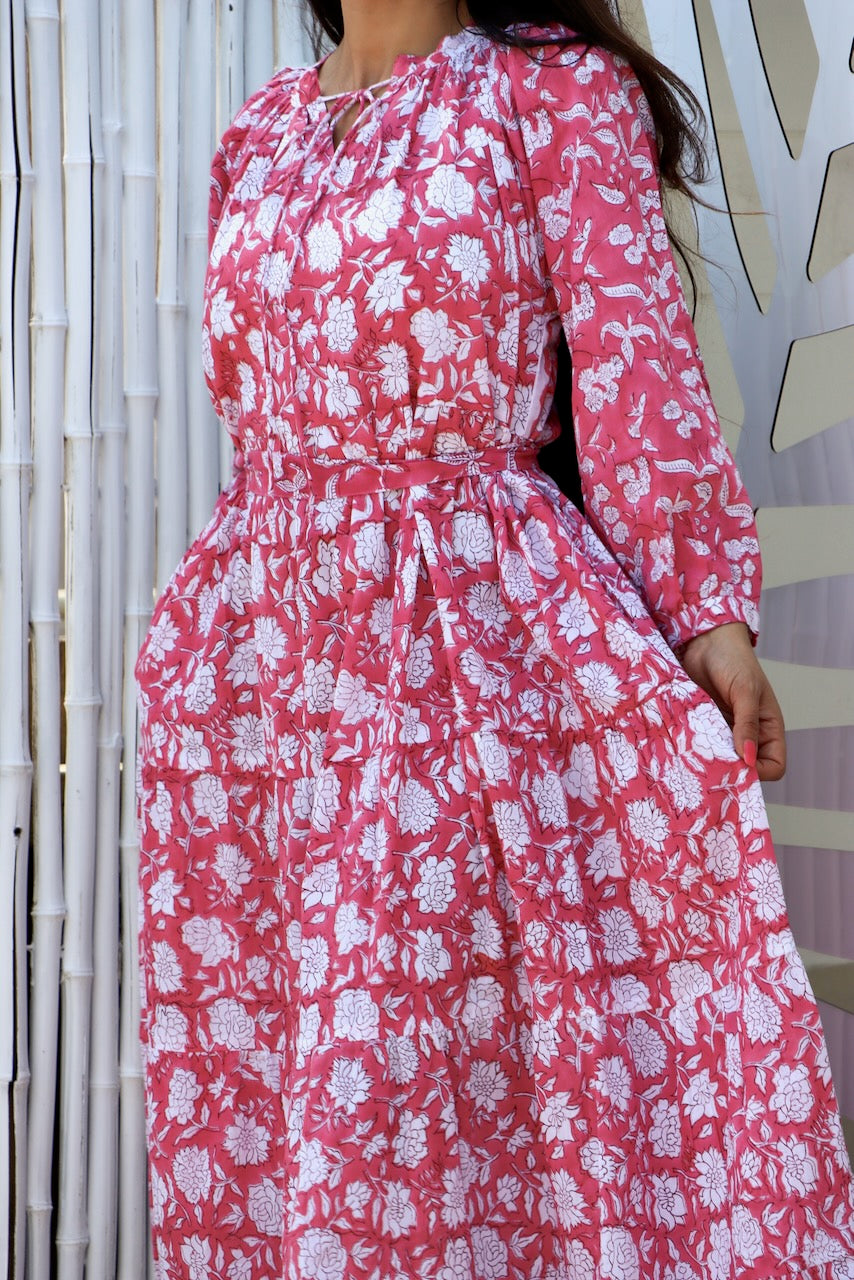 Boho Maxi Dress - Pink