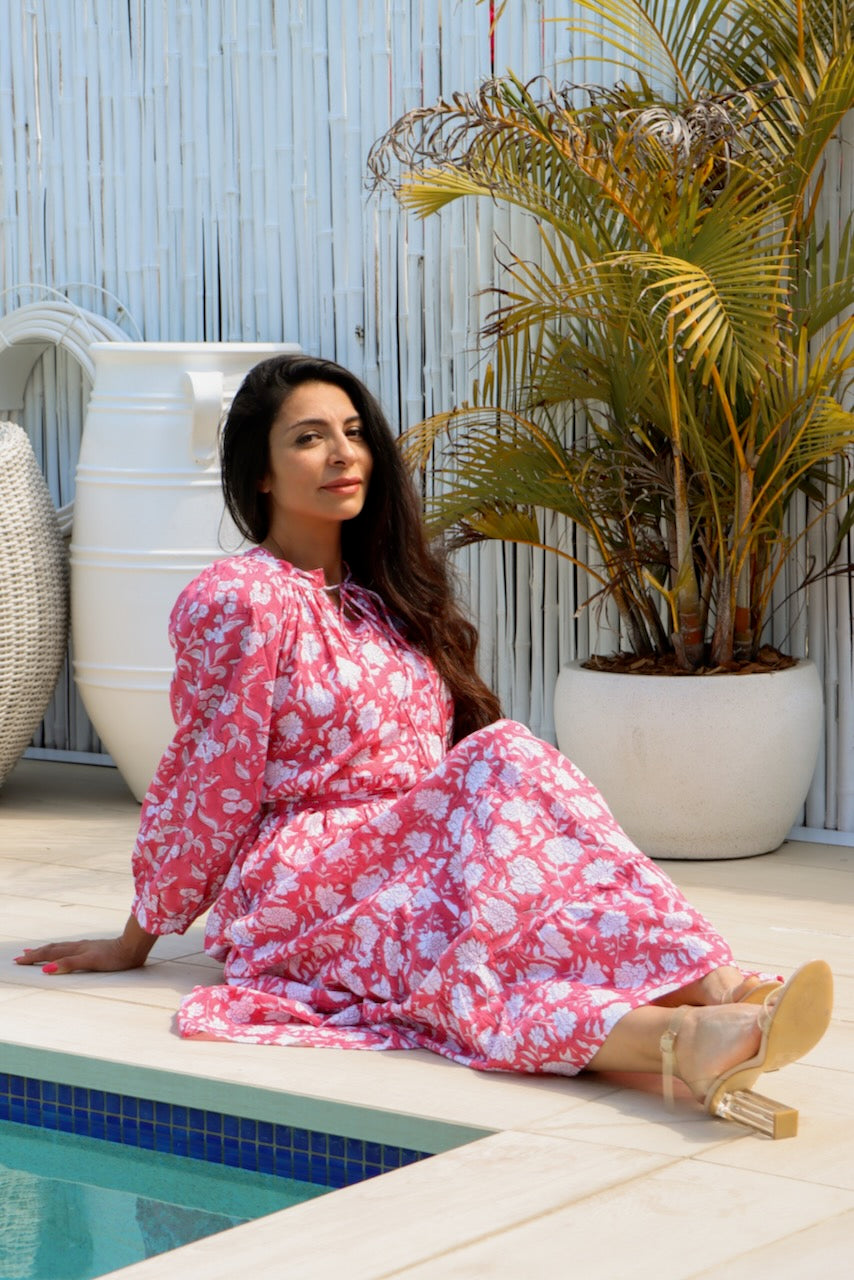 Boho Maxi Dress - Pink