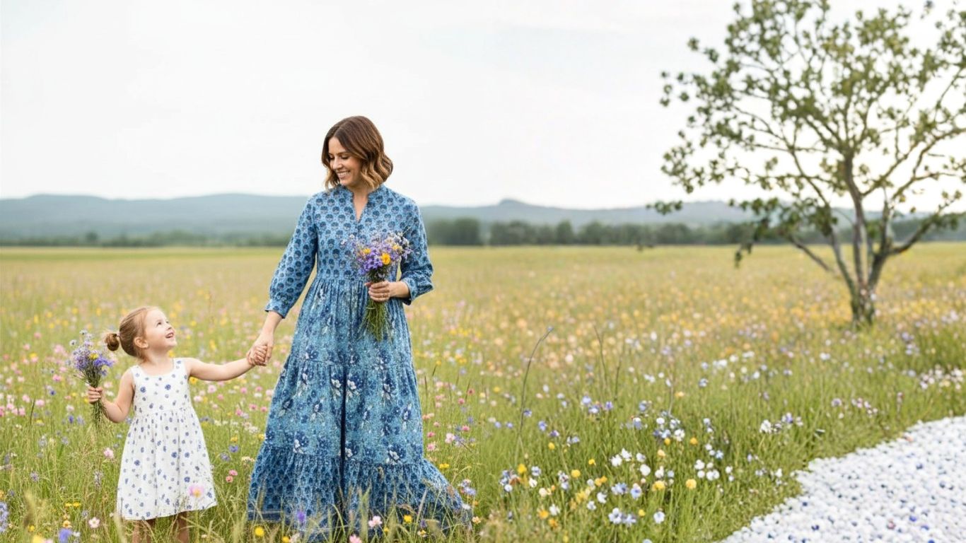 Cotton Dress Maxi - Blue Hi Handmade Cotton Dress Maxi - Blue Hi Handmade