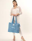 Cotton Tote Bag With Zip - Sahiba Motif