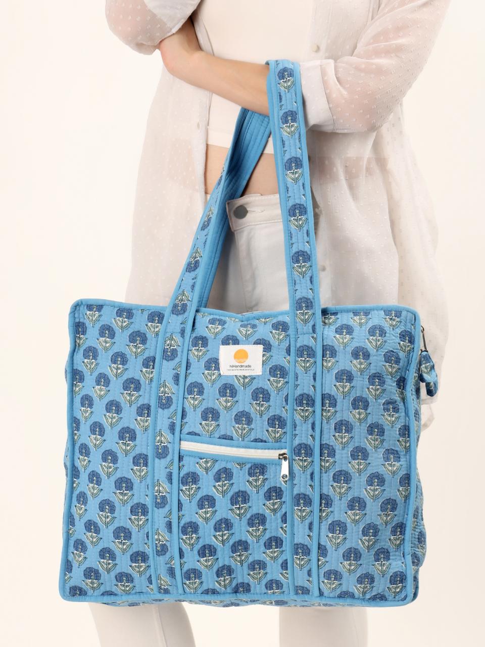 Cotton Tote Bag With Zip - Sahiba Motif