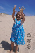 Adah Cotton Kids Dress - Crab Print