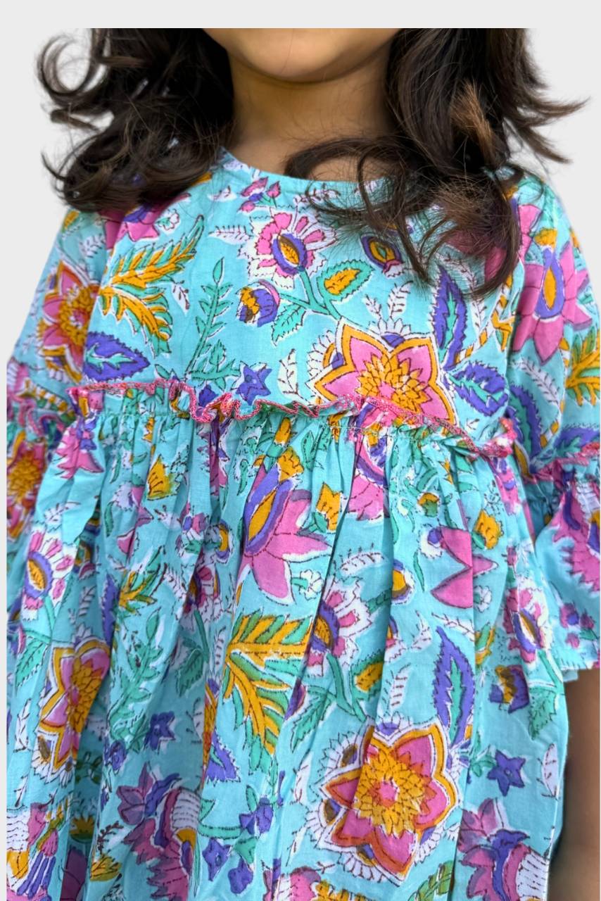 Adah Cotton Kids Dress - Half Sleeves - Hi Handmade