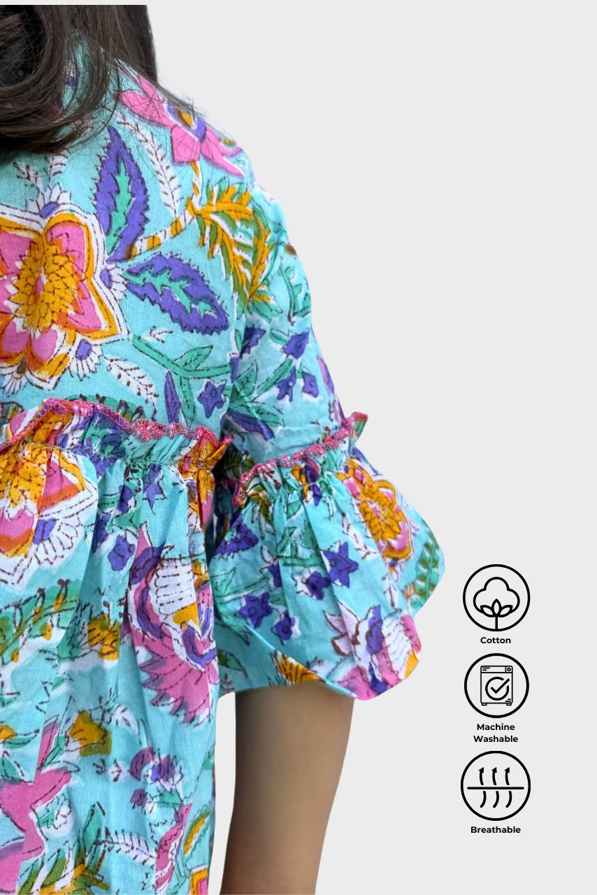 Adah Cotton Kids Dress - Half Sleeves - Hi Handmade