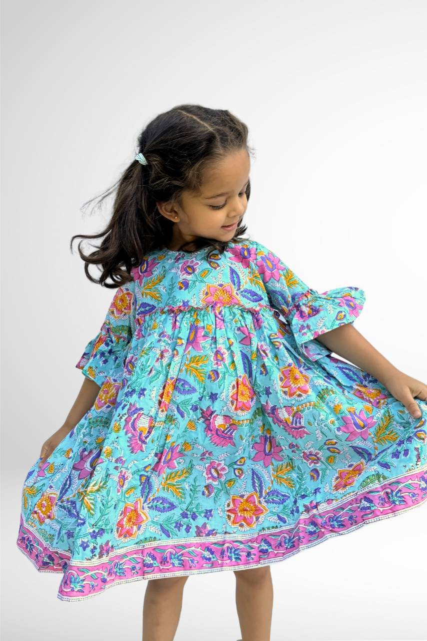 Adah Cotton Kids Dress - Half Sleeves - Hi Handmade