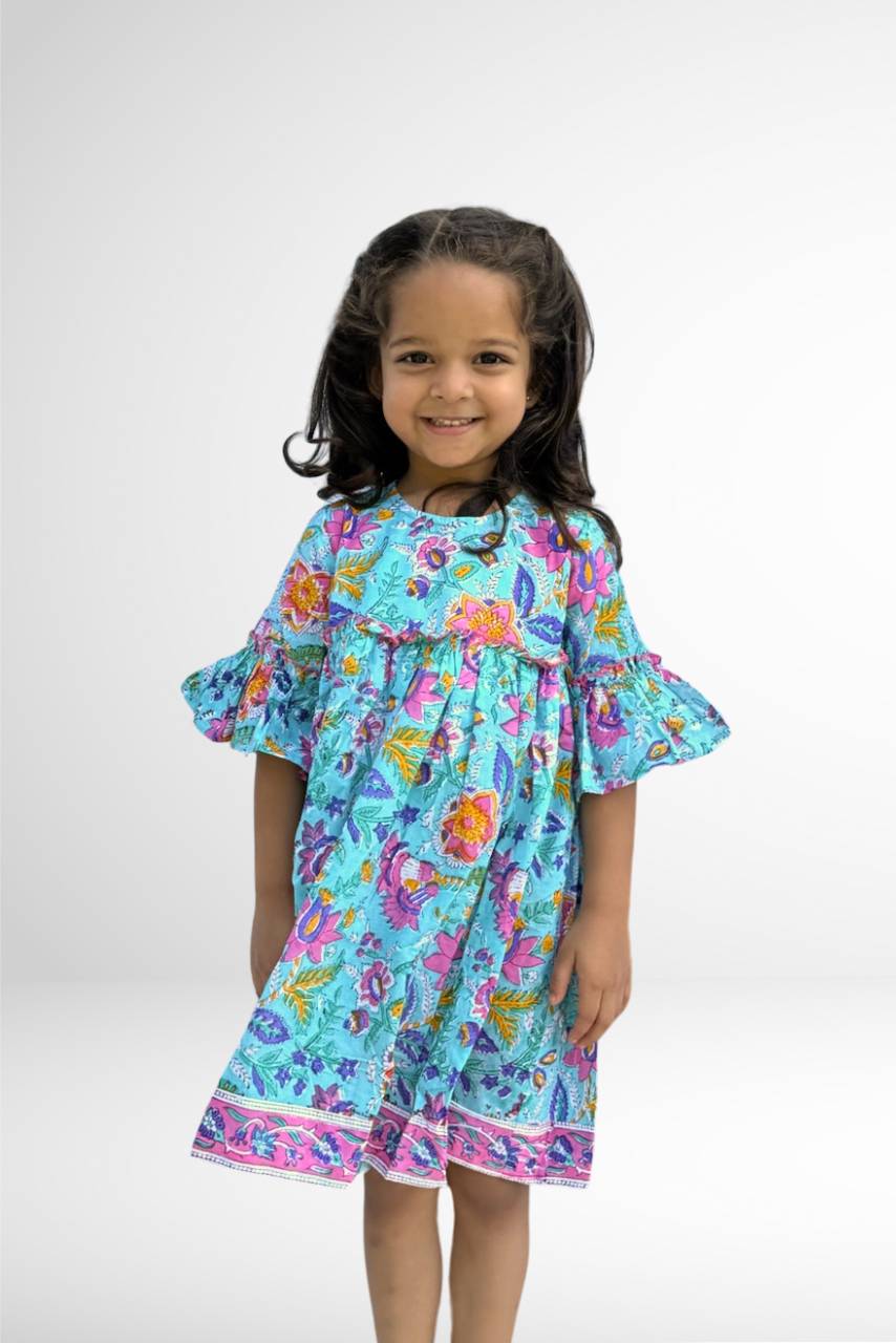 Adah Cotton Kids Dress - Half Sleeves - Hi Handmade