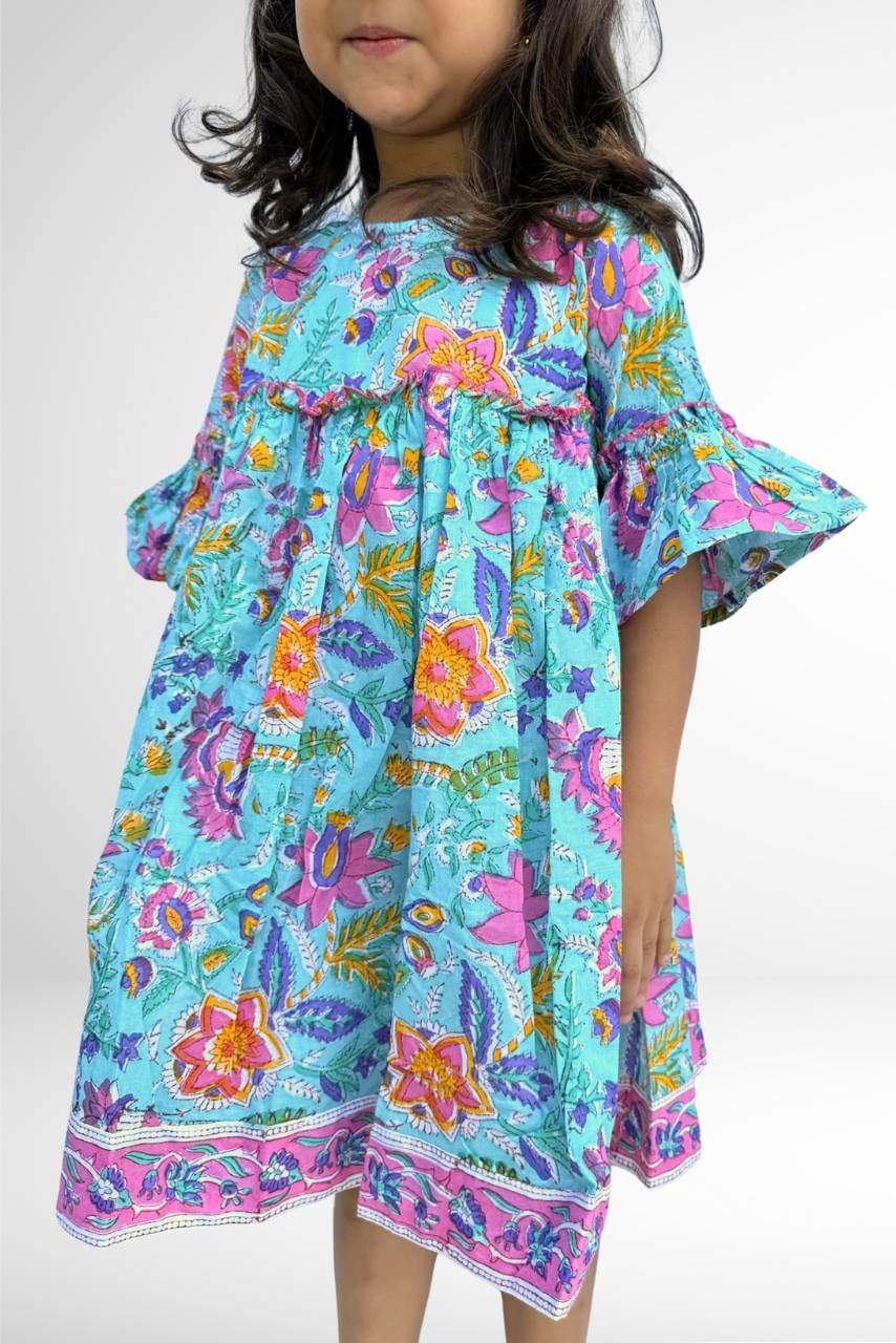 Adah Cotton Kids Dress - Half Sleeves - Hi Handmade