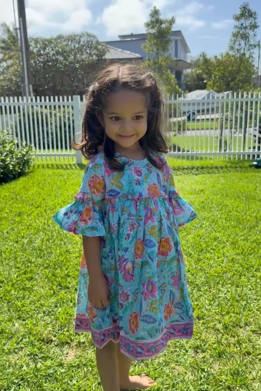 Adah Cotton Kids Dress - Half Sleeves - Hi Handmade