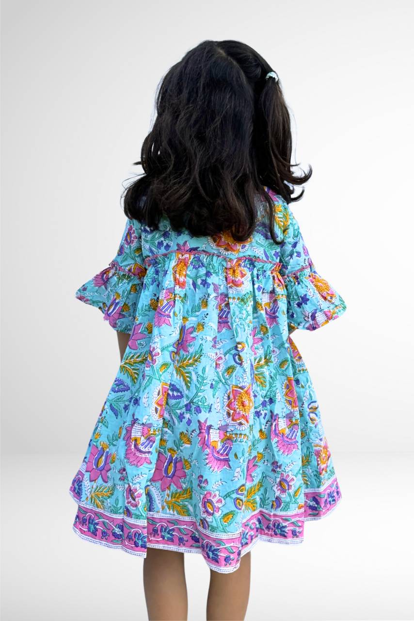 Adah Cotton Kids Dress - Half Sleeves - Hi Handmade