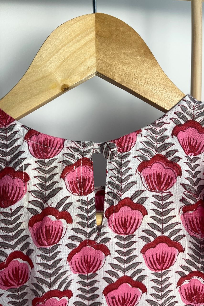 Adah Cotton Kids Dress - Pink - Hi Handmade