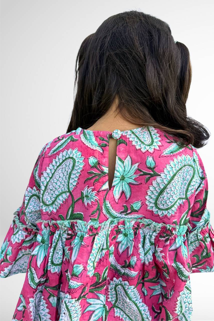 Adah Cotton Kids Dress - Pink - Hi Handmade