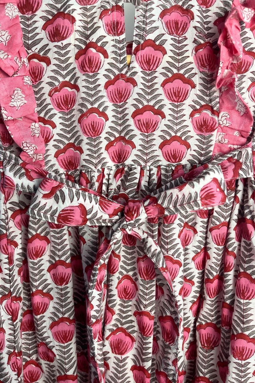 Adah Cotton Kids Dress - Pink - Hi Handmade