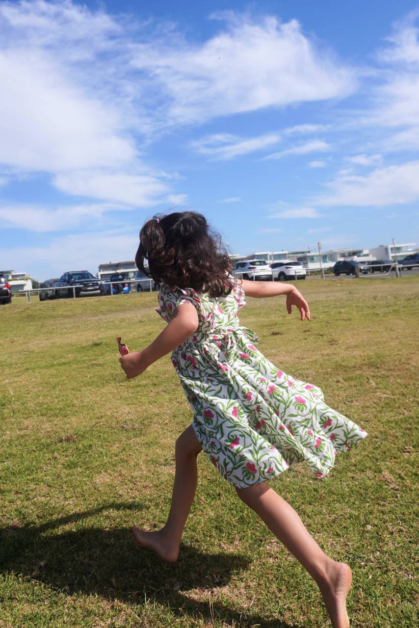 Adah Cotton Kids Dress - White - Hi Handmade