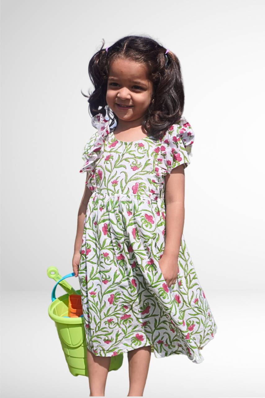 Adah Cotton Kids Dress - White - Hi Handmade