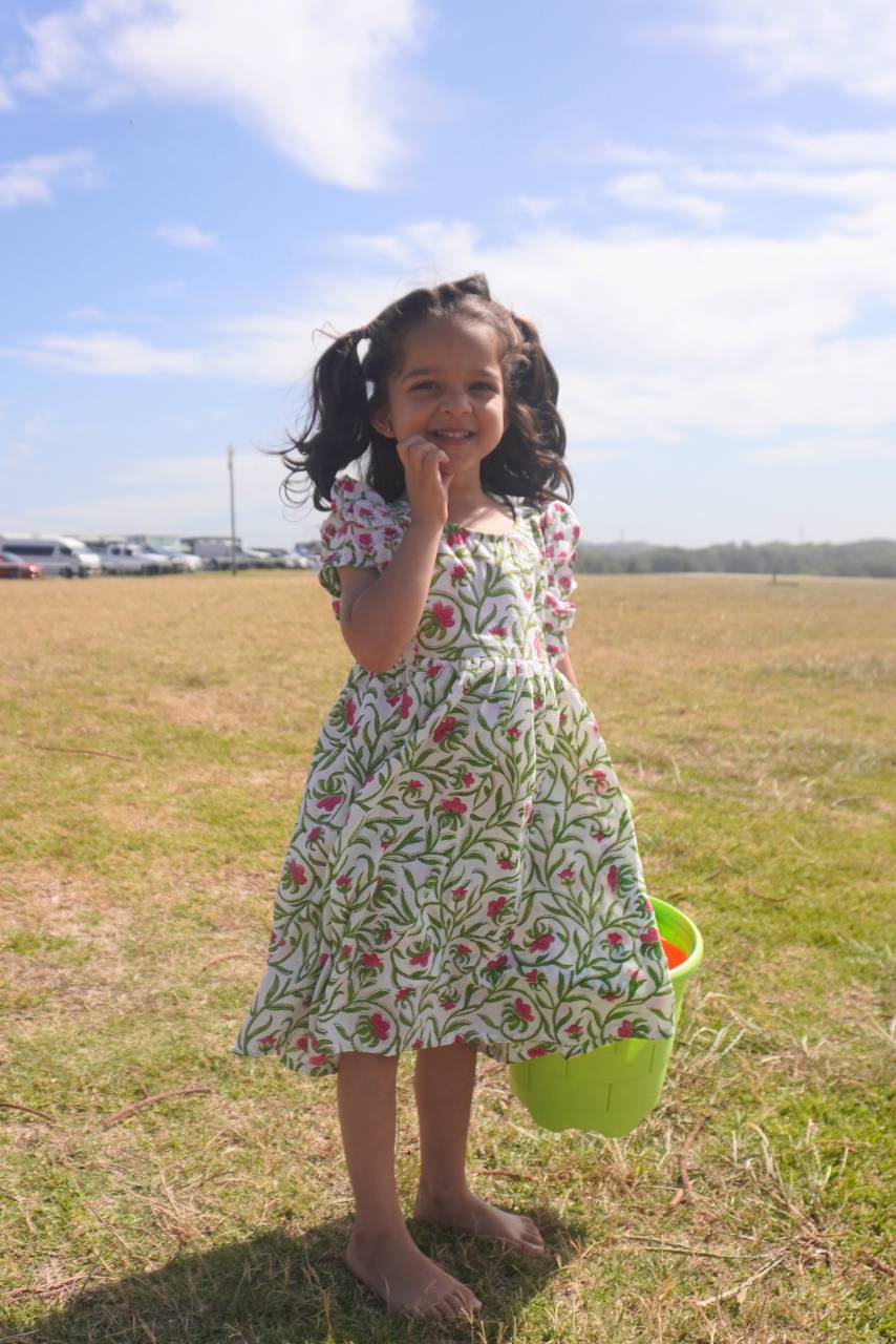 Adah Cotton Kids Dress - White - Hi Handmade