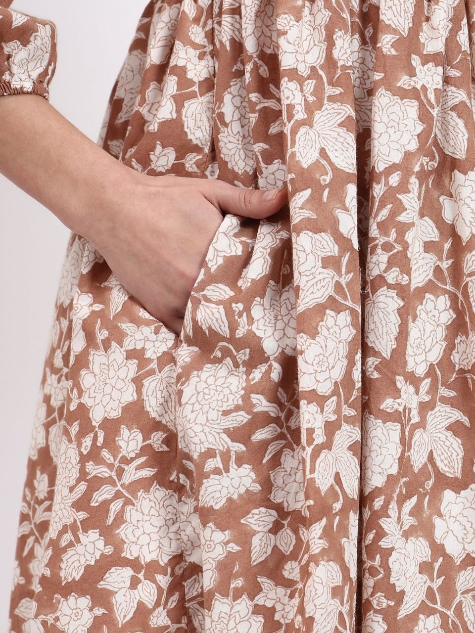 Angie Wrap Midi Dress - Mocha - Hi Handmade