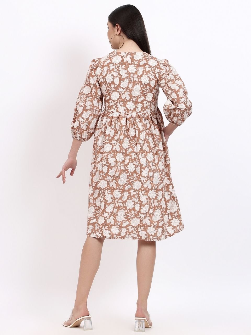 Angie Wrap Midi Dress - Mocha - Hi Handmade