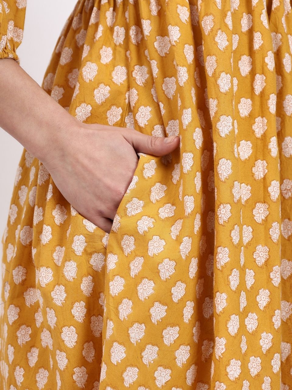 Angie Wrap Midi Dress - Mustard - Hi Handmade