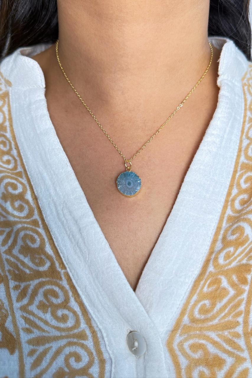 Aqua Solar Quartz - Necklace - Hi Handmade