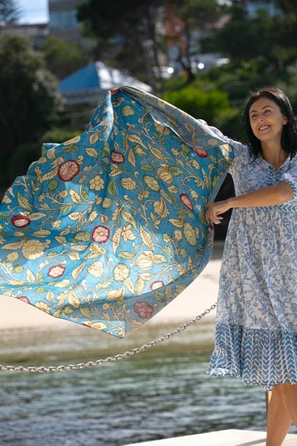 Beach Sarong - Boho Blue - Hi Handmade