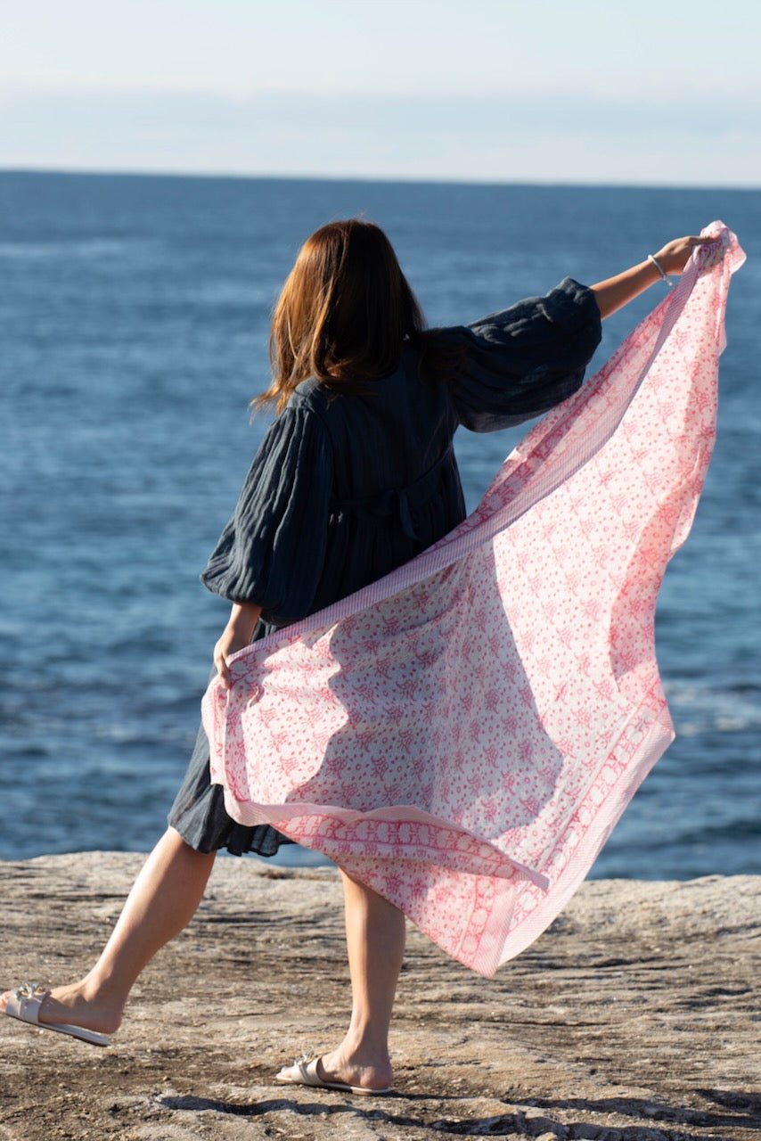 Beach Sarong - Jaipur Pink - Hi Handmade