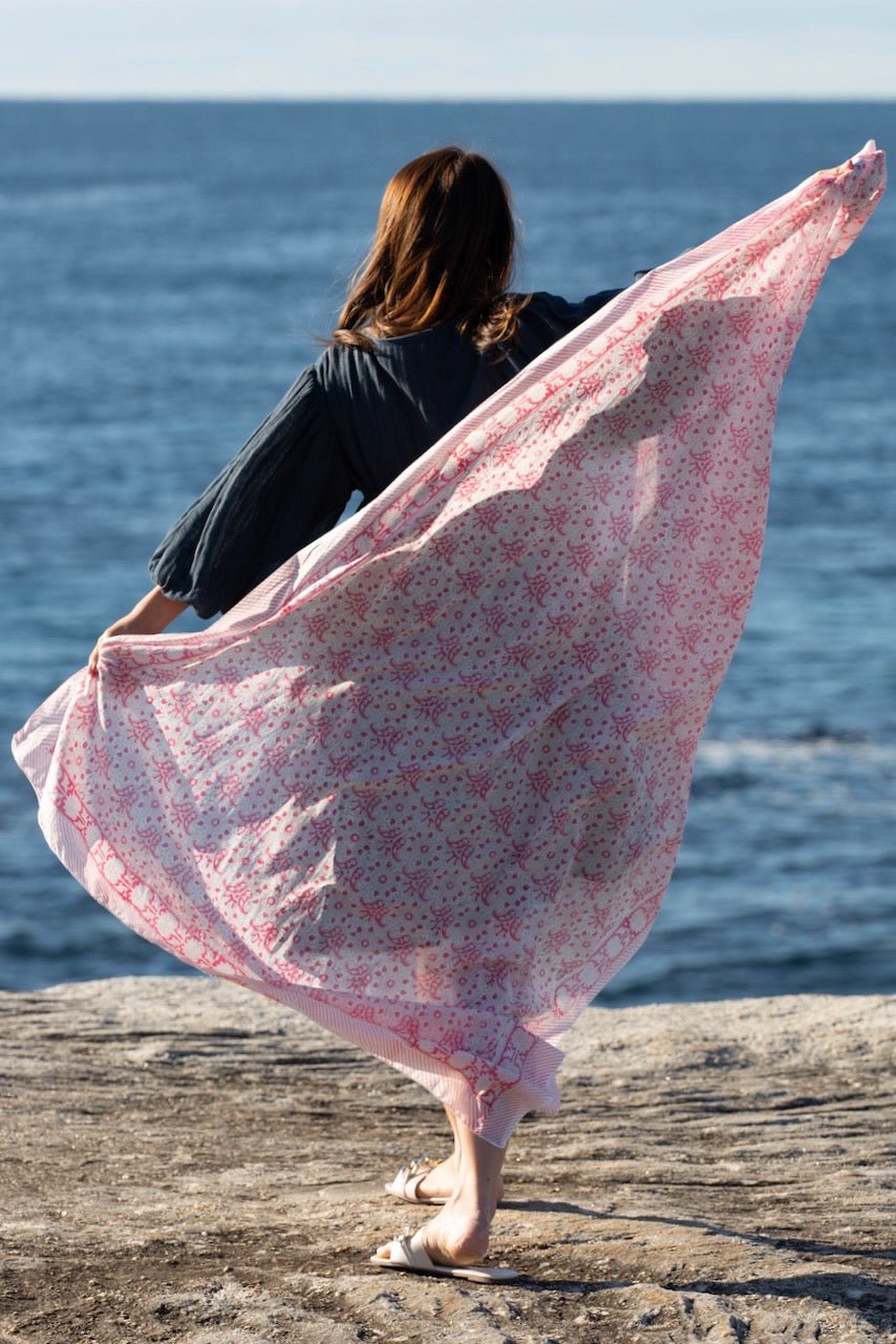 Beach Sarong - Jaipur Pink - Hi Handmade