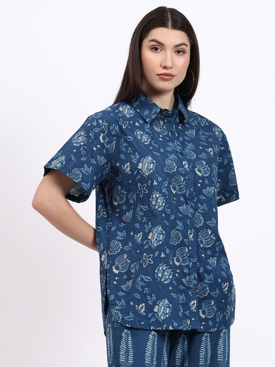 Bella Cotton Shirt - Blue - Hi Handmade