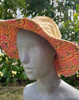 Block Print Reversible Hat - Orange - Hi Handmade