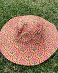 Block Print Reversible Hat - Orange - Hi Handmade