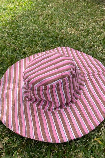Block Print Reversible Hat - Pink - Hi Handmade