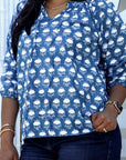 Block Print Top - Blue - Hi Handmade