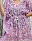 Boho Short Beach Kaftan - Jacaranda - Hi Handmade
