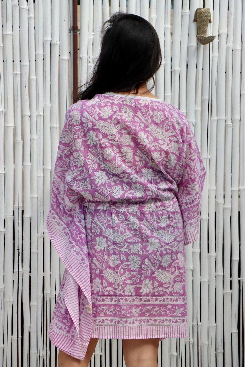Boho Short Beach Kaftan - Jacaranda - Hi Handmade