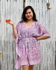 Boho Short Beach Kaftan - Jacaranda - Hi Handmade