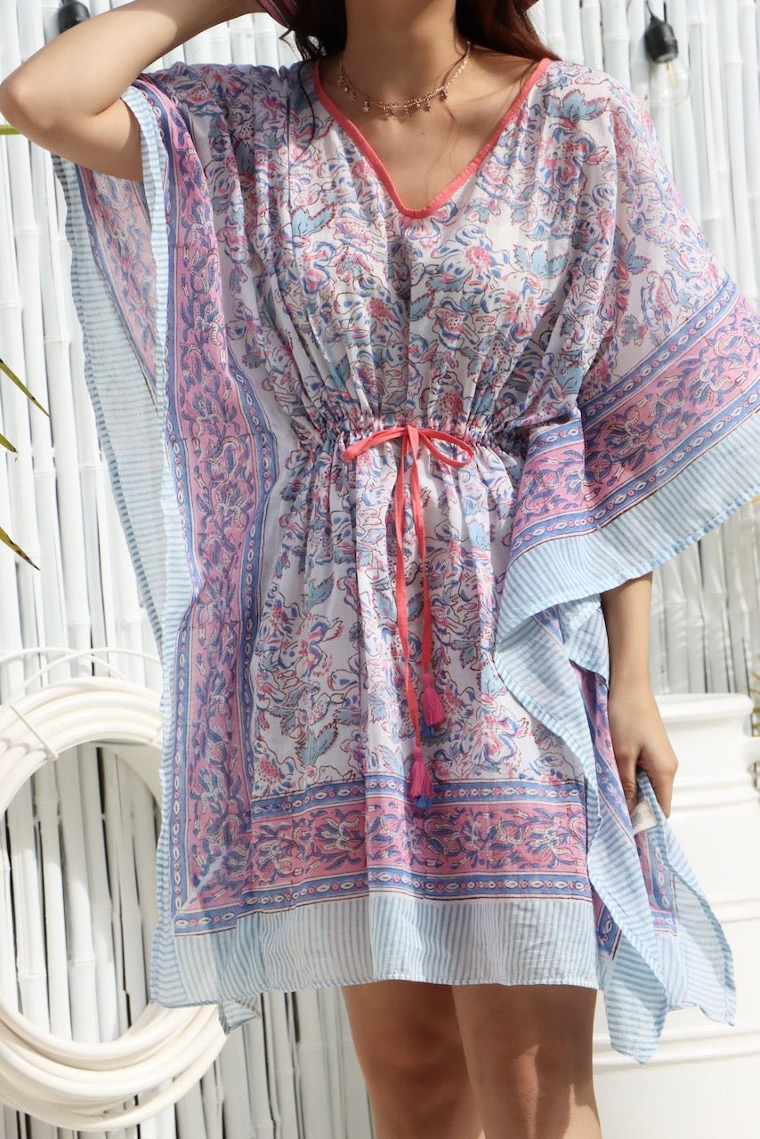 Boho Short Beach Kaftan - Sunset Pink - Hi Handmade