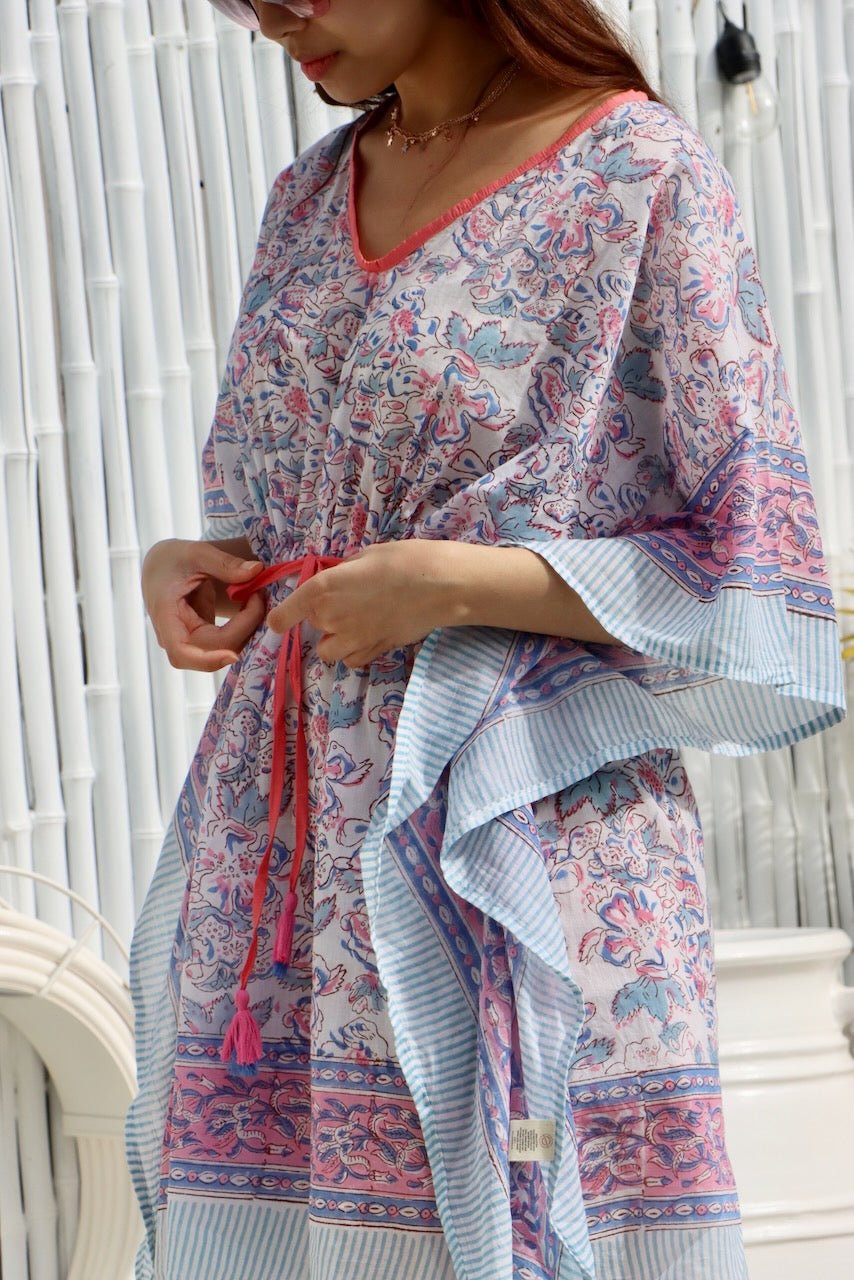 Boho Short Beach Kaftan - Sunset Pink - Hi Handmade